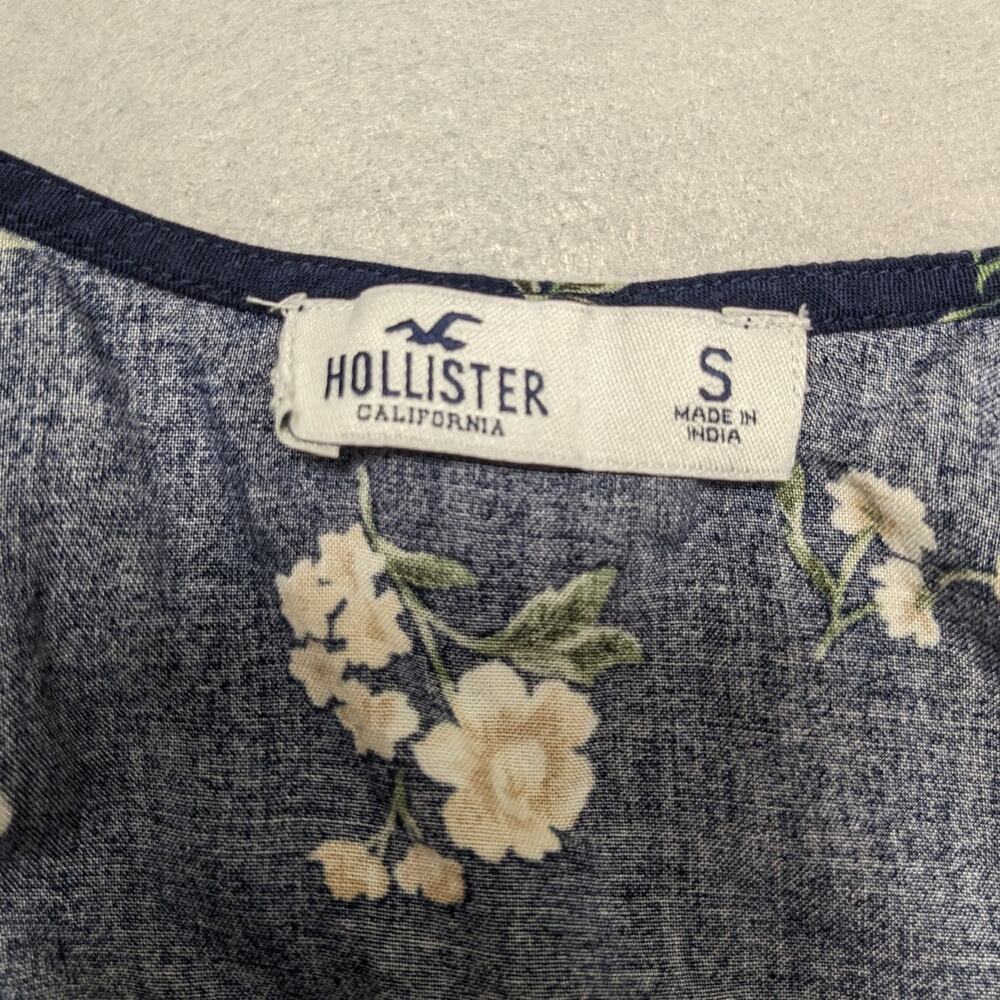 Hollister Tank Women's Small Navy Floral Button Crop Flowy Boho EUC - Picture 6 of 8